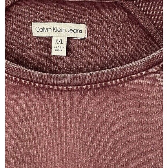 CALVIN KLEIN Knit Long Sleeve Shirt Elbow Patches Distressed Acid Wash Biker XXL - Picture 5 of 8